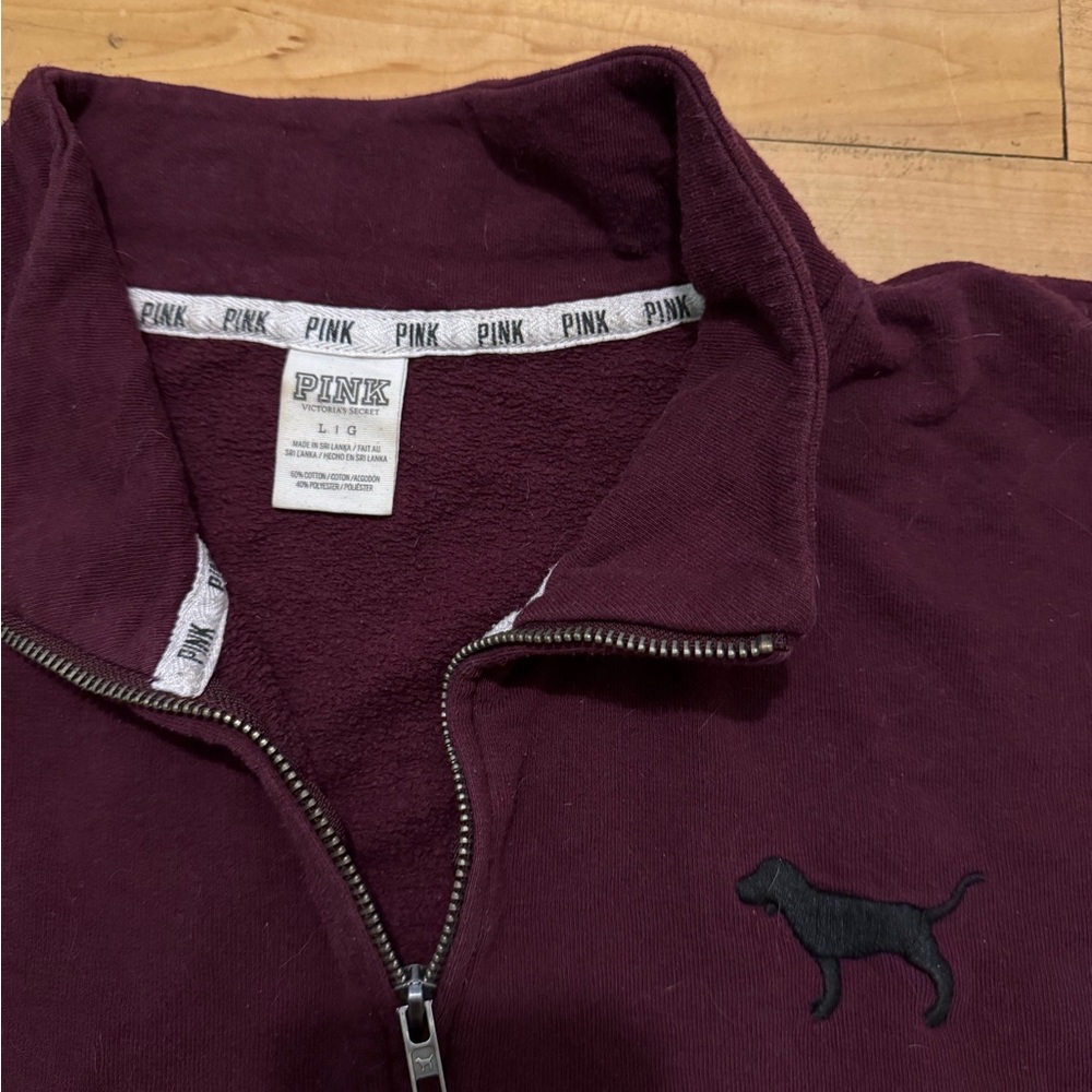 PINK Victoria's Secret Women's Maroon Quarter-Zip Pullover